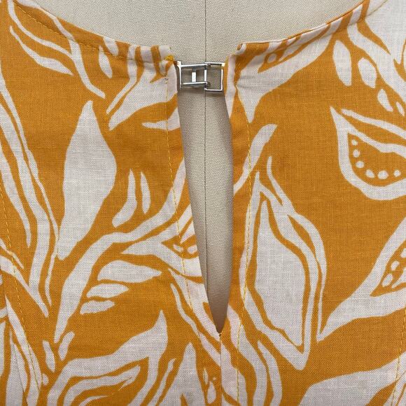 Panama Jack Women's Linen Blend Yellow & Cream Floral Blouse Top Size Medium - Picture 5 of 11